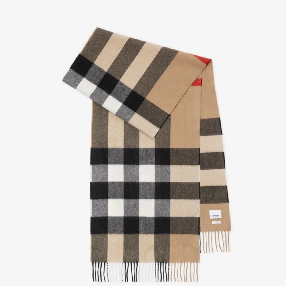 NEW XL BURBERRY LONDON 2025 Half Mega Giant Check Cashmere Scarf Shawl Wrap - Picture 8 of 13